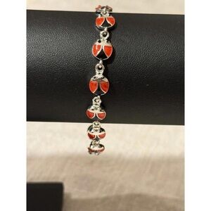 Elegant Red and Silver Ladybug Bracelet
